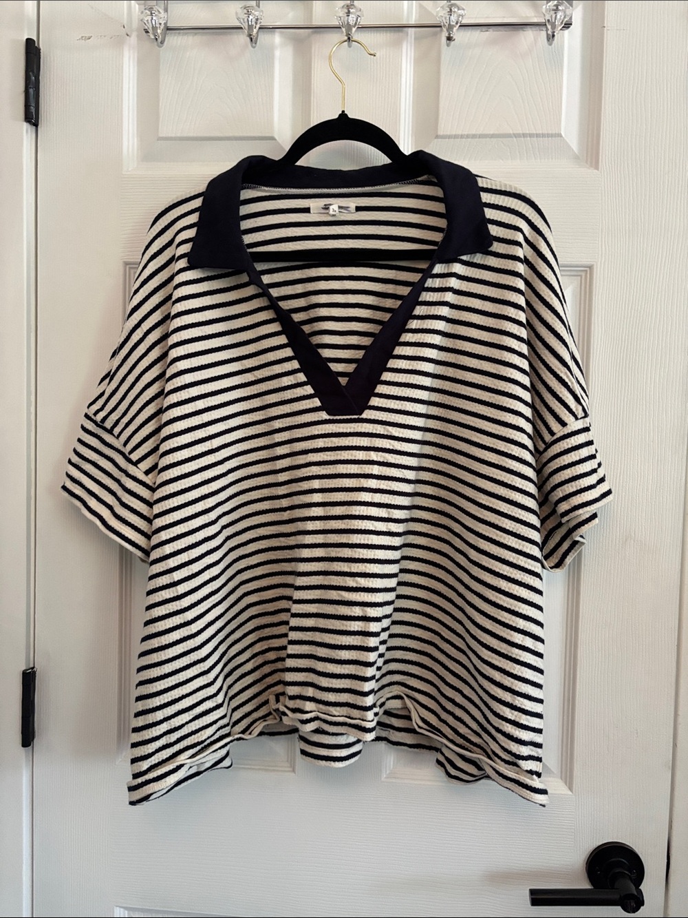 Maurices Striped V-Neck Collared Tee